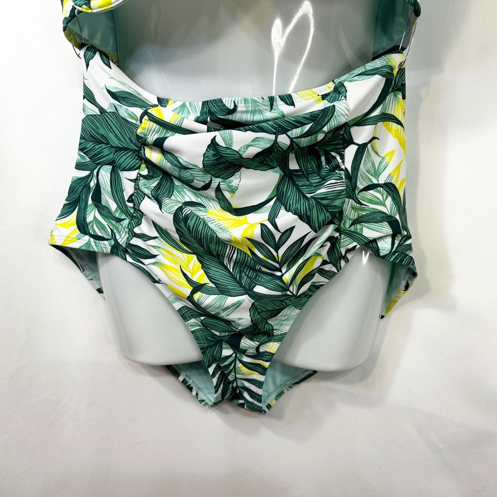Adore Me Plus Sz 0X 38H Bikini Swimsuit Set Green Tropical Halter High Rise‎ 202 - Picture 7 of 13